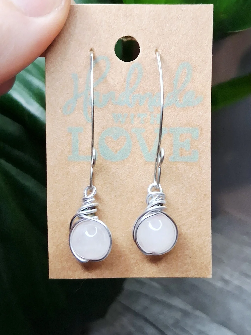 Rose Quartz Tower Bracelet & Drop Earrings Gift Set, 3 Piece Crystal Bundle